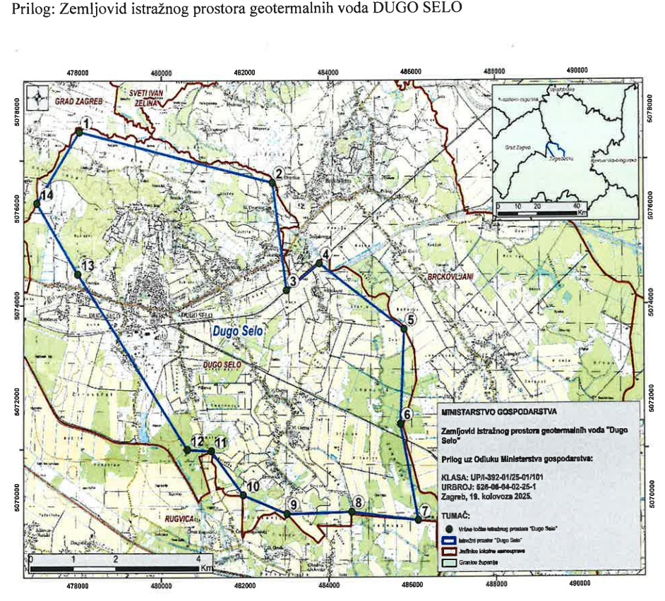 Zemljovid istražnog prostora iz Odluke